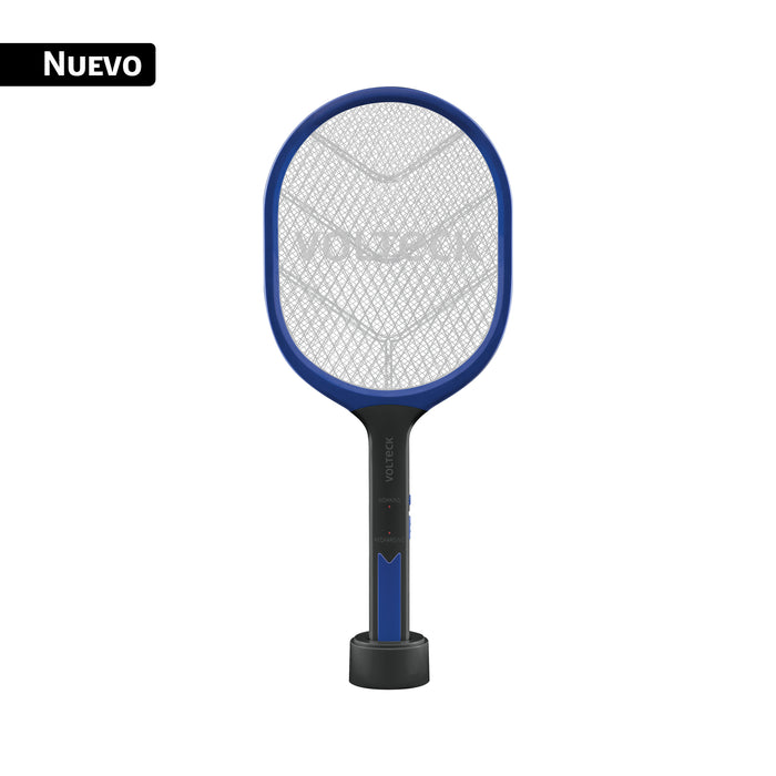 Raqueta mata moscas y mosquitos con base, recargable VOLTECK