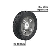 Rueda de hule sólido 5' para diablo, un balero, PRETUL