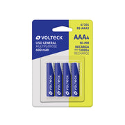 Blíster con 4 pilas recargables AAA uso general, 600 mAh