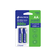 Blíster con 2 pilas recargables AA larga duración, 2500 mAh
