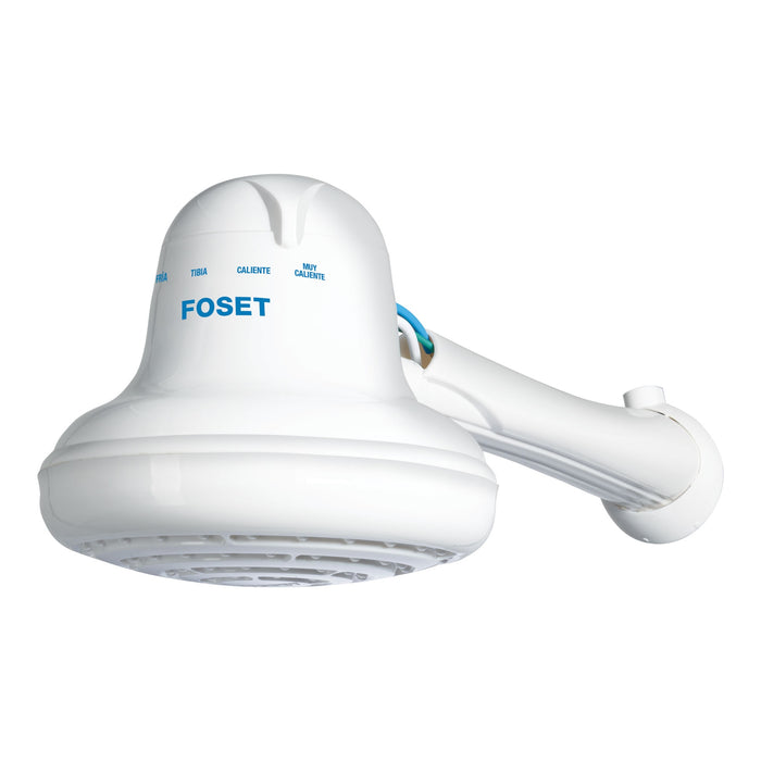 Regadera eléctrica, 4 temperaturas, 16.5cm, blanca, FOSET