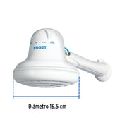 Regadera eléctrica, 4 temperaturas, 16.5cm, blanca, FOSET