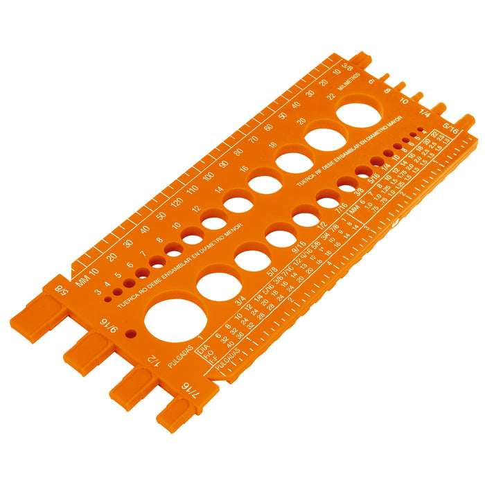 Regleta medidora de tuercas y tornillos, std y mm, TRUPER