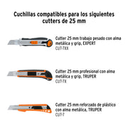 Estuche con 10 cuchillas SK4 de 25 mm para cutter, TRUPER