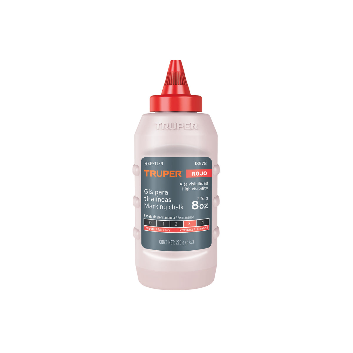 Gis rojo para tiralíneas, alta visibilidad, 8 oz, TRUPER