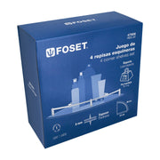 Juego de 4 repisas esquineras de vidrio, FOSET