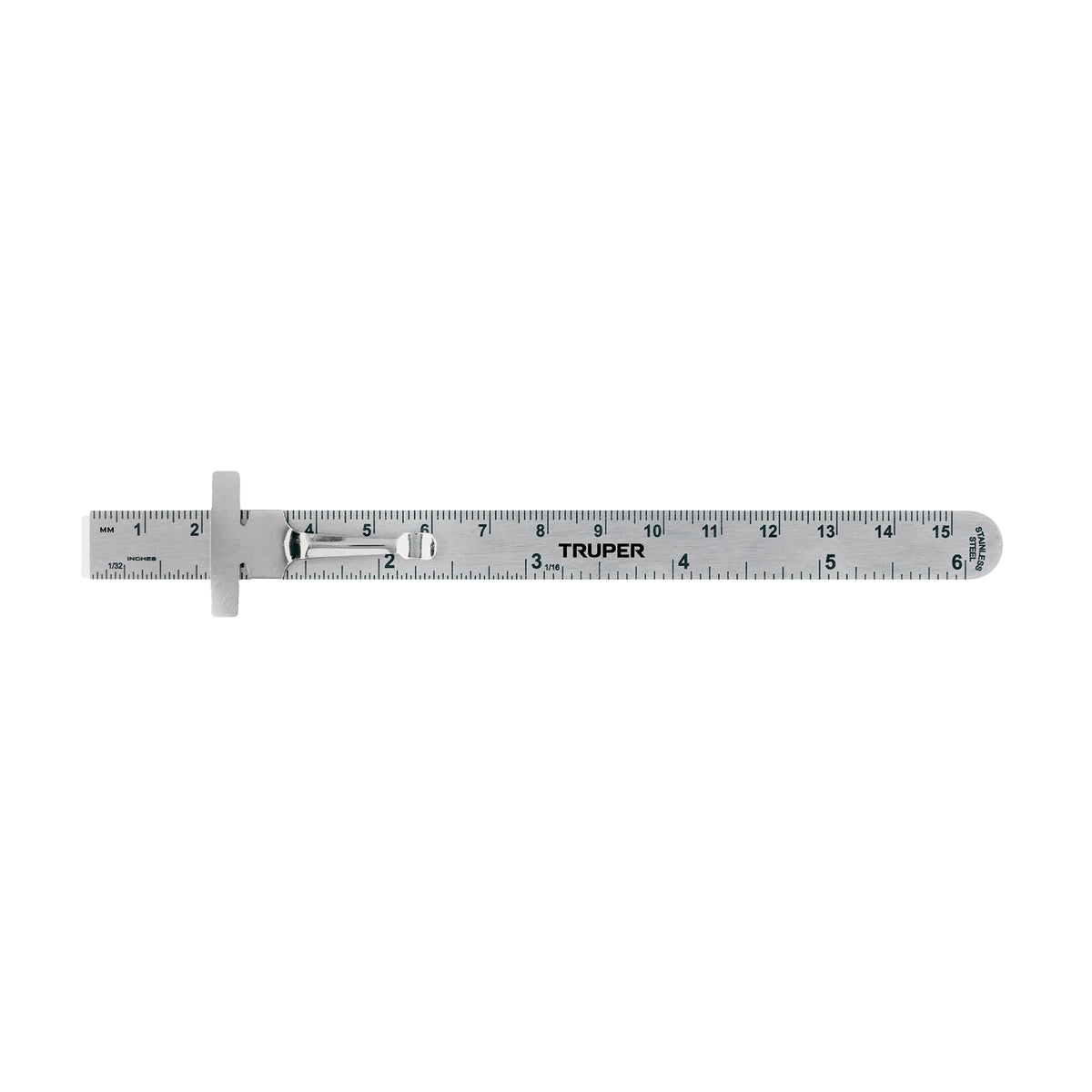 Regla 15 cm de acero inoxidable de bolsillo, TRUPER