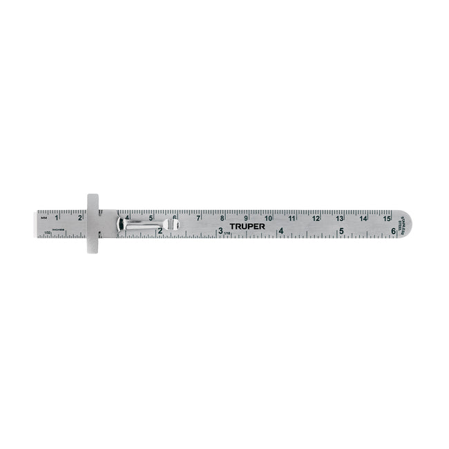 Regla 15 cm de acero inoxidable de bolsillo, TRUPER