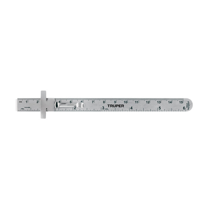 Regla 15 cm de acero inoxidable de bolsillo, TRUPER