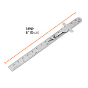 Regla 15 cm de acero inoxidable de bolsillo, TRUPER