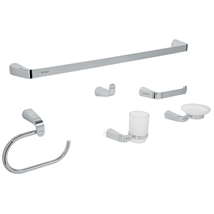 Juego de 6 accesorios para baño acabado cromo, RIVIERA