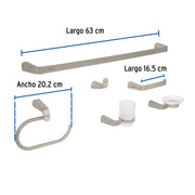 Juego de 6 accesorios para baño acabado satín, RIVIERA