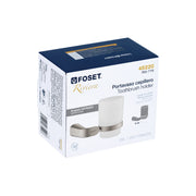 Portavaso cepillero satín con vaso de vidrio, FOSET RIVIERA