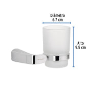 Portavaso cepillero cromo con vaso de vidrio, FOSET RIVIERA