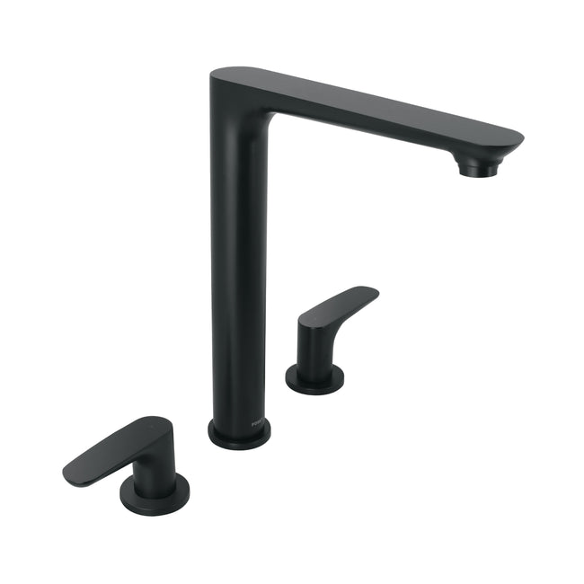 Mezcladora cuello alto para fregadero, negro, FOSET RIVIERA