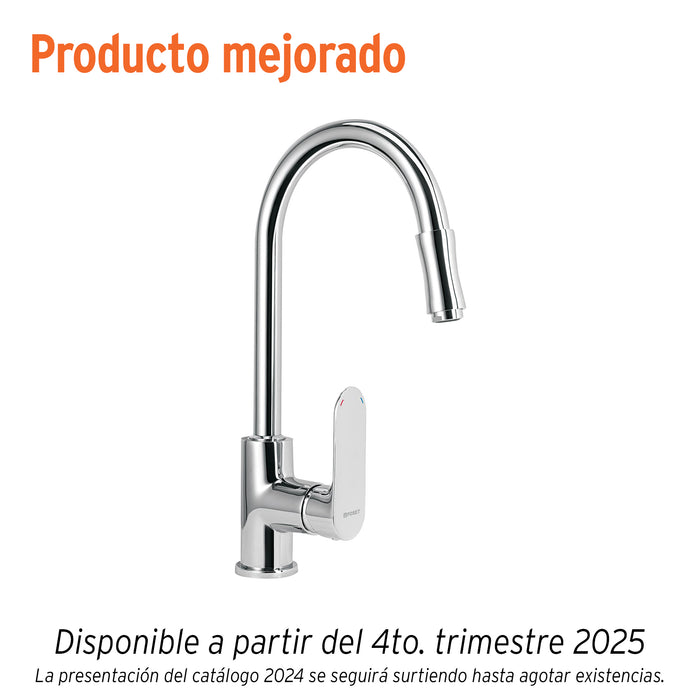 Monomando retráctil para fregadero, cromo, FOSET RIVIERA