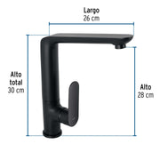Monomando cuello alto para fregadero, negro, FOSET RIVIERA