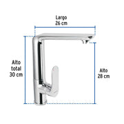 Monomando cuello alto para fregadero, cromo, FOSET RIVIERA