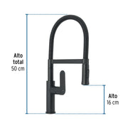 Monomando nariz flexible para fregadero, negro,FOSET RIVIERA