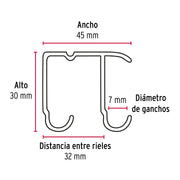 Riel superior 'JJ' de aluminio para puerta corrediza 3 m