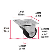 Rodaja hule 3', placa giratoria c/balero, carga 60kg, FIERO