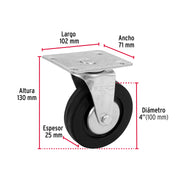 Rodaja hule 4', placa giratoria c/balero, carga 50kg, FIERO