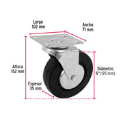 Rodaja hule 5', placa giratoria c/balero, carga 60kg, FIERO