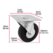Rodaja hule 6', placa giratoria c/balero, carga 150kg, FIERO