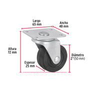 Rodaja hule 2', placa giratoria c/balero, carga 40kg, FIERO