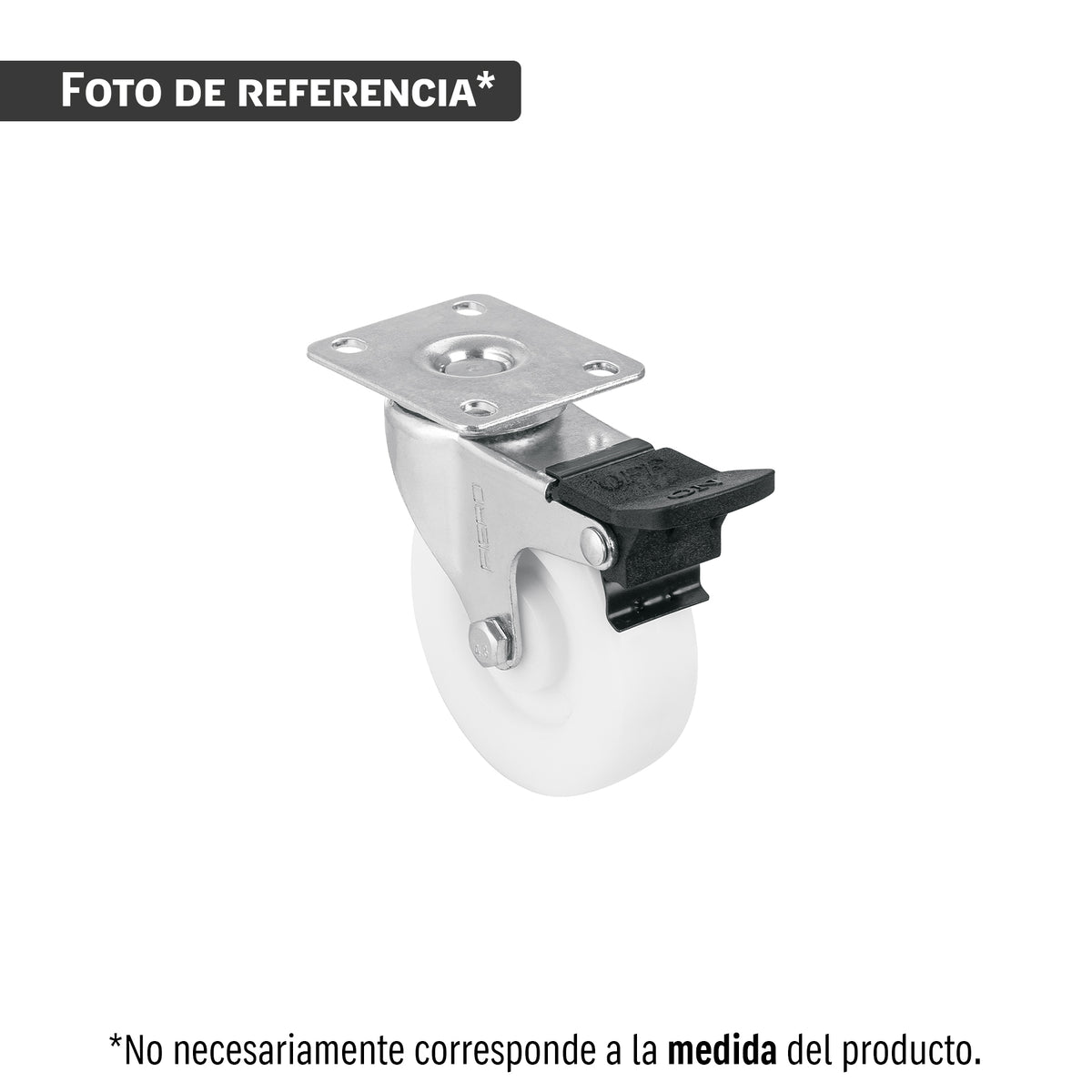 Rodaja de polietileno 2' placa giratoria, con freno, balero