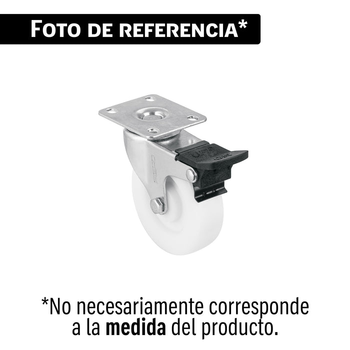 Rodaja de polietileno 2 1/2' giratoria, con freno, balero