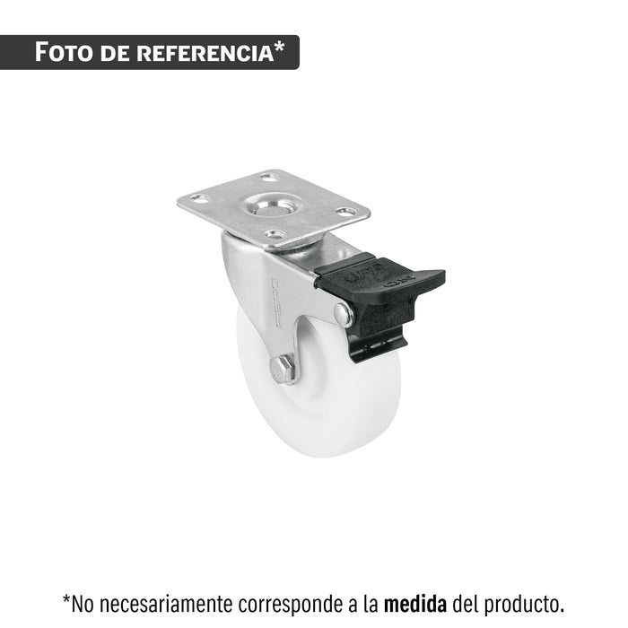 Rodaja de polietileno 3' placa giratoria, con freno, balero