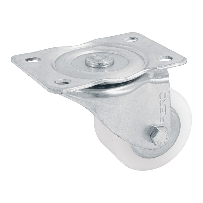 Rodaja de polietileno 2-1/2 placa giratoria con balero FIERO