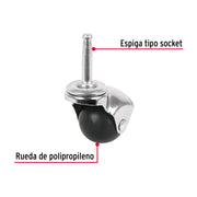Rodaja esférica, 40 mm con espiga tipo socket, FIERO