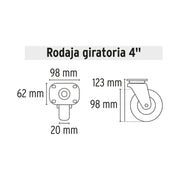 Rodaja de repuesto 4' para DIA-385P, placa giratoria, PRETUL