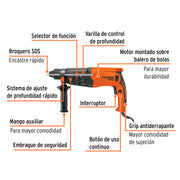 Rotomartillo SDS Plus/destornillador 3.2 J, 800W, TRUPER PRO