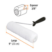 Rodillo para pintar 9 x 3/8' superficies lisas, TRUPER