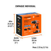 Rotomartillo/destornillador 1/2', 20V, 2 baterías 2Ah, PRO