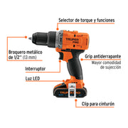 Rotomartillo/destornillador 1/2', 20V, 2 baterías 2Ah, PRO
