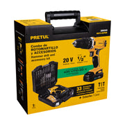 Kit rotomartillo/destornillador 1/2', 20V, 32 acc., PRETUL