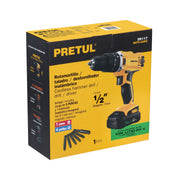 Rotomartillo/destornillador 1/2', 20V, 1 batería 2Ah, PRETUL