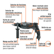 Rotomartillo/destornillador 1/2', 1200W, TRUPER INDUSTRIAL