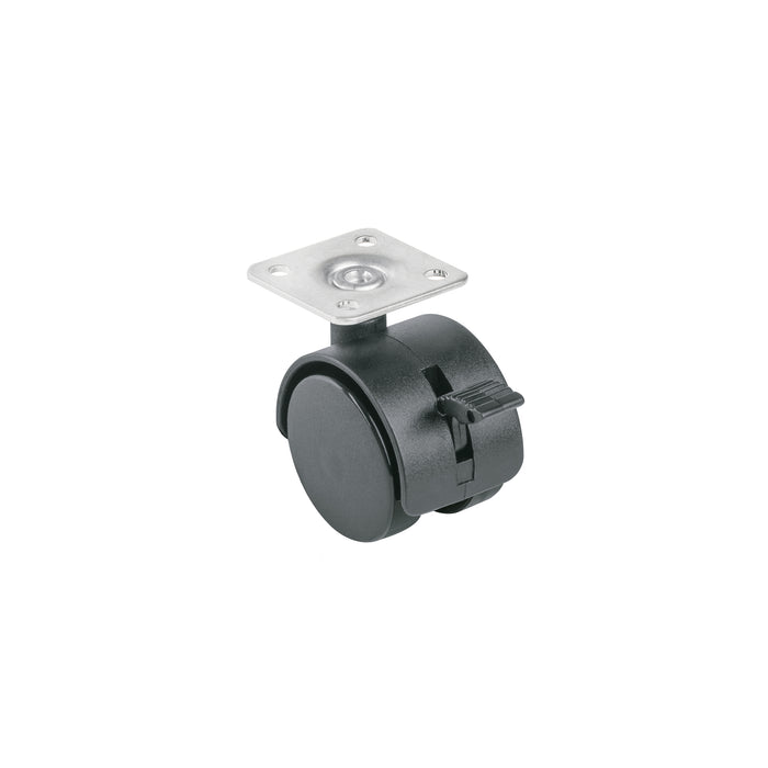 Rodaja tipo yoyo de 40 mm con placa, con freno, FIERO