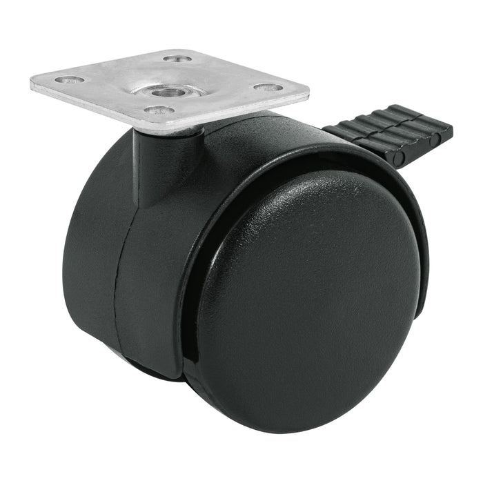 Rodaja tipo yoyo de 50 mm con placa, con freno, FIERO