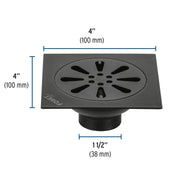 Resumidero cuadrado 4' x 4', acero inoxidable, negro, gota