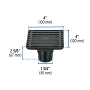 Resumidero cuadrado 4' x 4', acero inoxidable, negro, AQUA