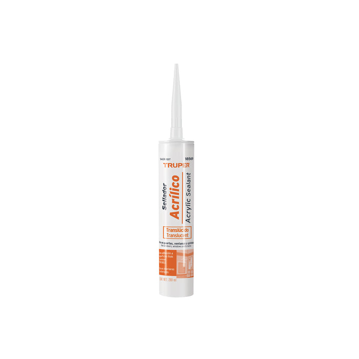Sellador acrílico de 280 ml, transparente, TRUPER