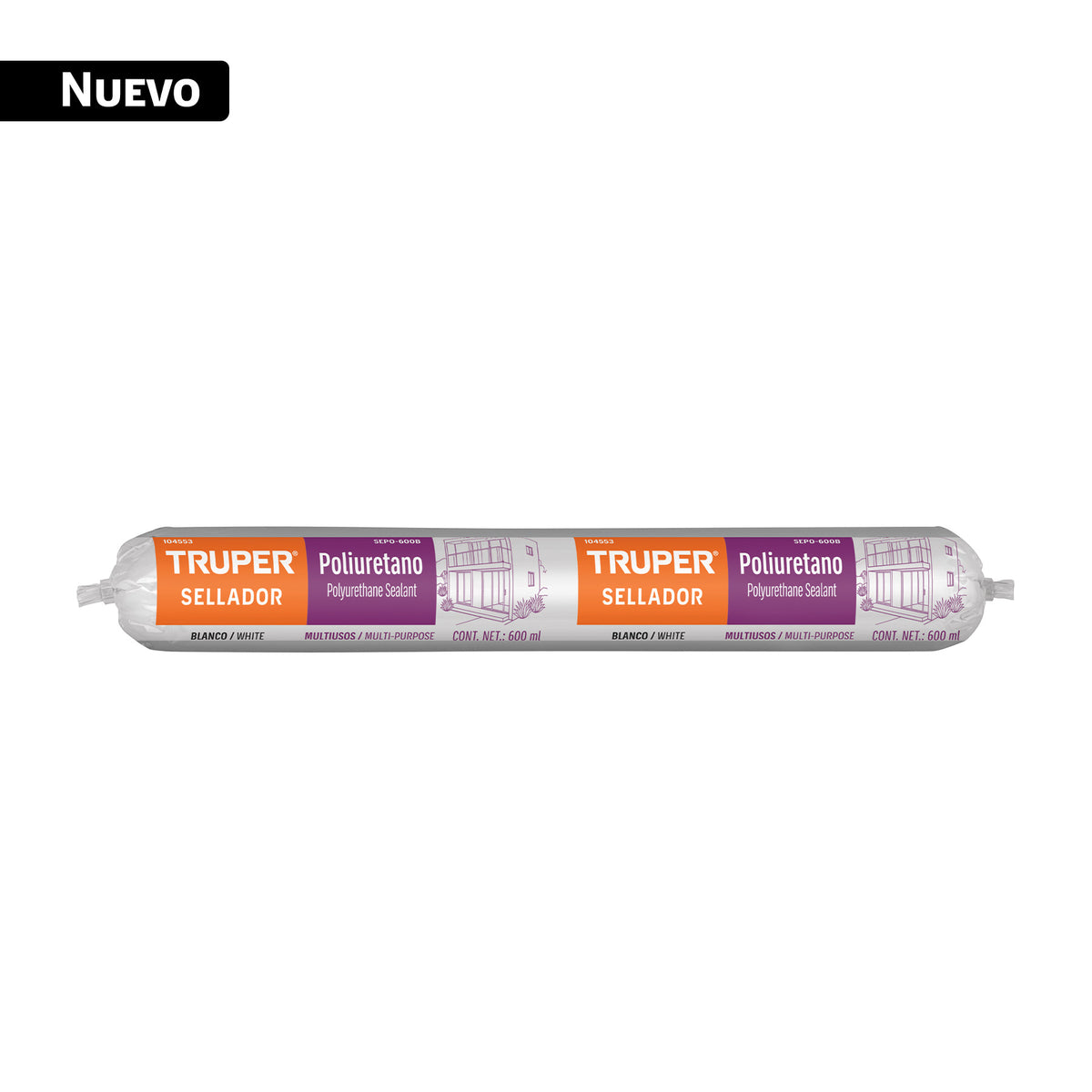 Sellador de poliuretano tipo salchicha blanco 600 ml, TRUPER