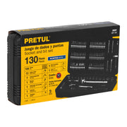 Juego de 130 herramientas 1/4' para mecánico, PRETUL