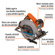 Sierra circular 7-1/4', 1750W, TRUPER PRO